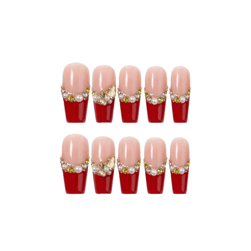 elegan Coffin handmade press on nails glossy finish